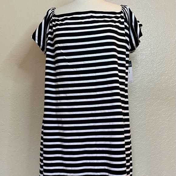 Ralph Lauren Black and White Striped On/Off Shoulder Dress - 2X - NWT - Picture 3 of 16
